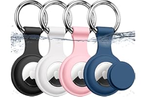 [4 Pack] Joremx Waterproof for Airtag Holder,Soft Silicone Protective case for Apple Air tag with Key Ring,Lightweight and An