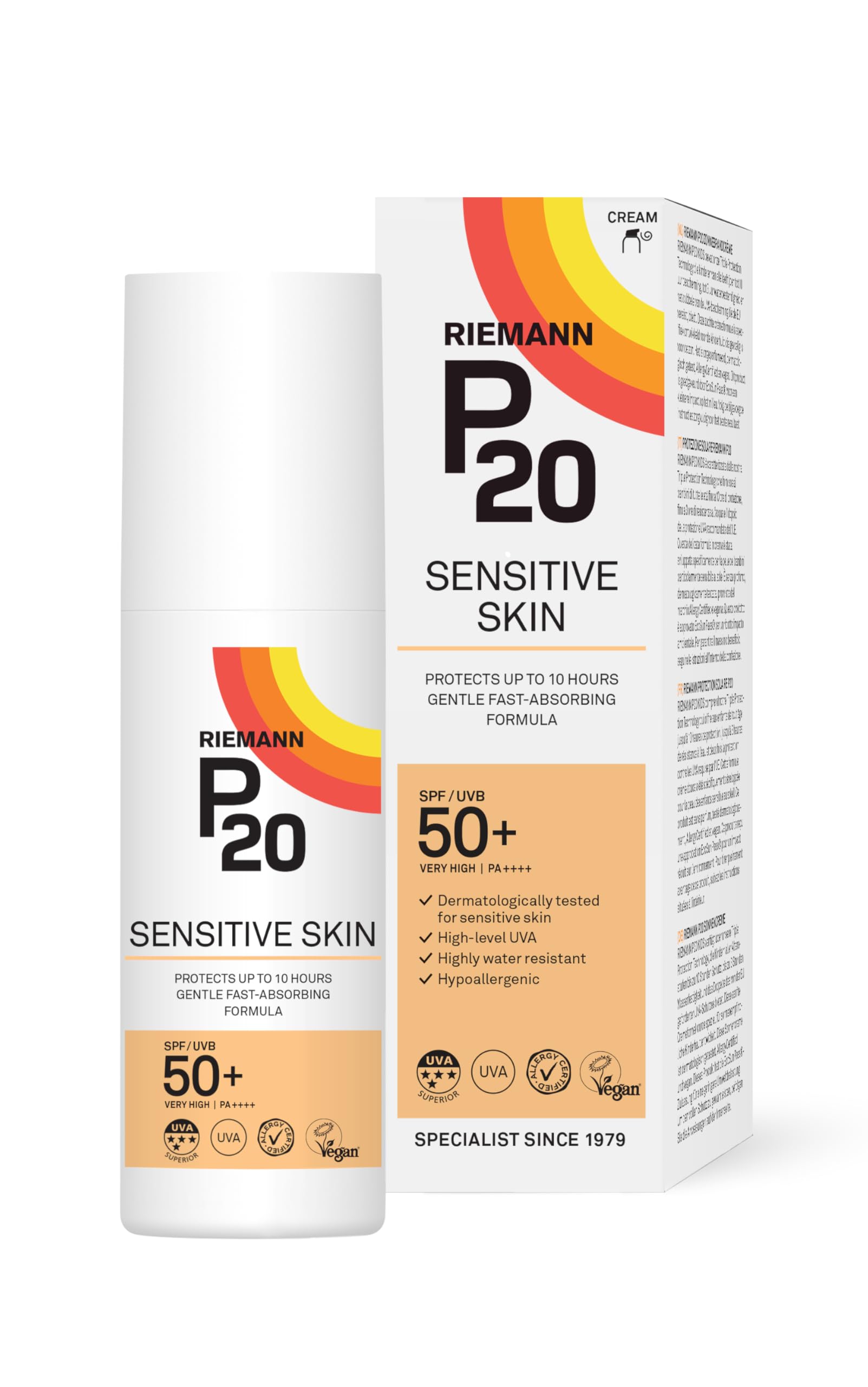 RIEMANN P20 SPF50 Sensitive Sun Cream 100 ml, White