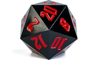 Poludie D20 Single Dice 55mm, 20 Sided DND Dice, Giant D20 D&D Polyhedral Dice Large D20 with Dice Gift Box for Dungeons and Dragons, RPG, MTG Table Games (Black)