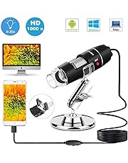 DigiHero USB Microscopio Digitale Endoscopio,1000 x Ingrandimento 1080p Mini Portatile Microscopio con Adattatore OTG e Supporto in Metallo,8 LED USB 2.0,Compatibile per Finestra, Android, Mac, Linux