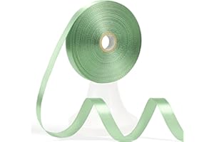 Apeseek 60 Yards Sage Green Ribbon 1/2 Inch, Solid Light Green Satin Ribbon for Gift Wrapping, Crafts, Flower Bouquet, Wedding, Baby Shower, Festival, Christmas, Halloween