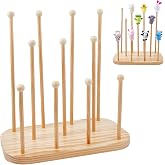 GOOPESTRY Wooden Hand Puppet Stand 3-Tier Holds 11 Puppets Education Puppet Tree Thumb Doll Display Stand with Smooth Ball Ends for Classroom Playroom Home Office Models Storage Organization