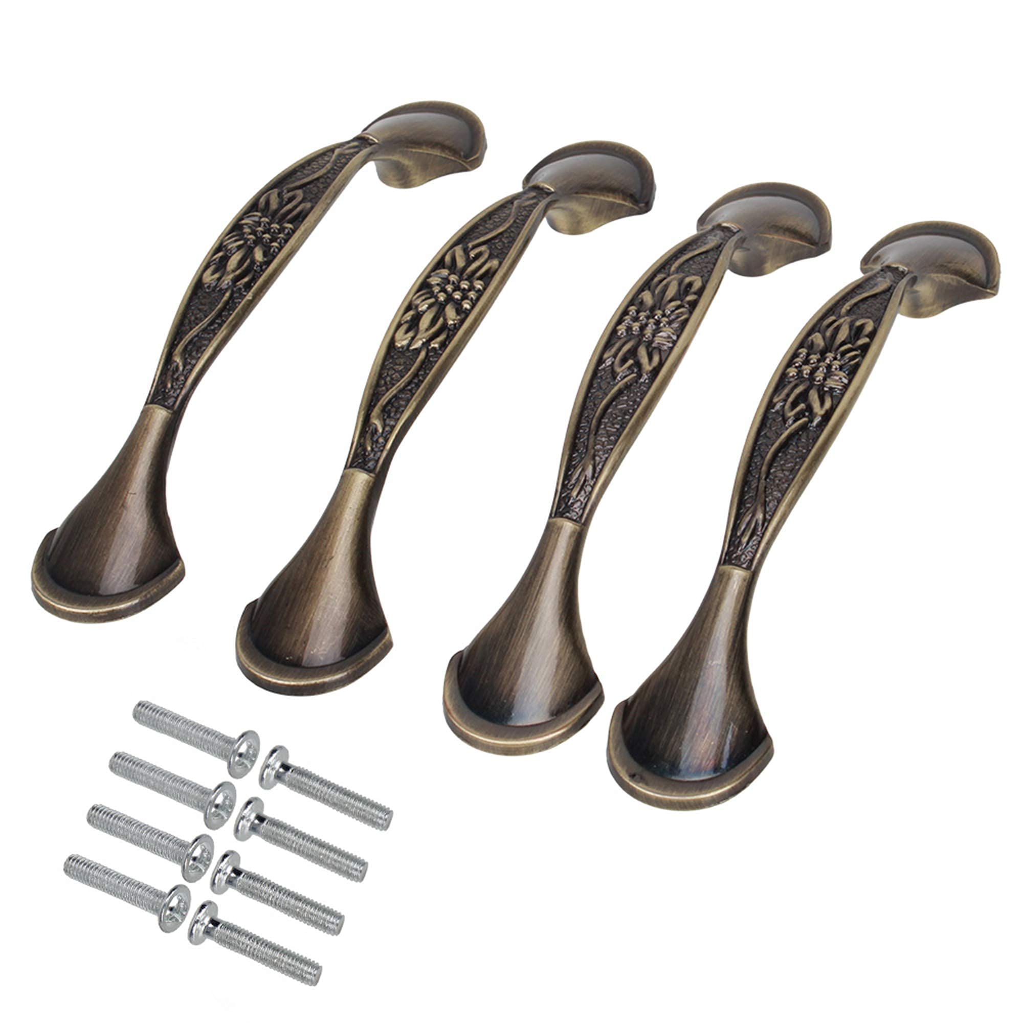 Doublelife 4 Pack Vintage Bronze Drawer Pulls for Dresser and Drawer Kitchen Cabinet 96mm