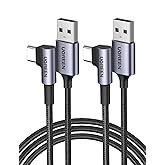 UGREEN USB C Cable Right Angle 2Pack USB to USB C Cable, 90 Degree Type C Fast Charging Cord Nylon Braided Compatible with iP