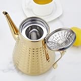 Stainless Steel Teapot 1.8L Hammered Gold Infuser 6-8 Cups view 8