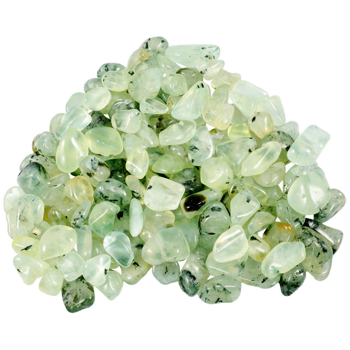 Nupuyai 1 lb Tumbled Prehnite Crystal Chips Stone, Crushed Irregular Shape Healing Reiki Crystal Stone for Home Decoration