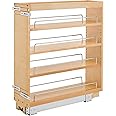 Rev-A-Shelf 6.5" Pullout Kitchen Cabinet Storage Organizer Slide Out Pantry Spice Rack with Adjustable Shelves, Natural Maple, 448-BC-6C