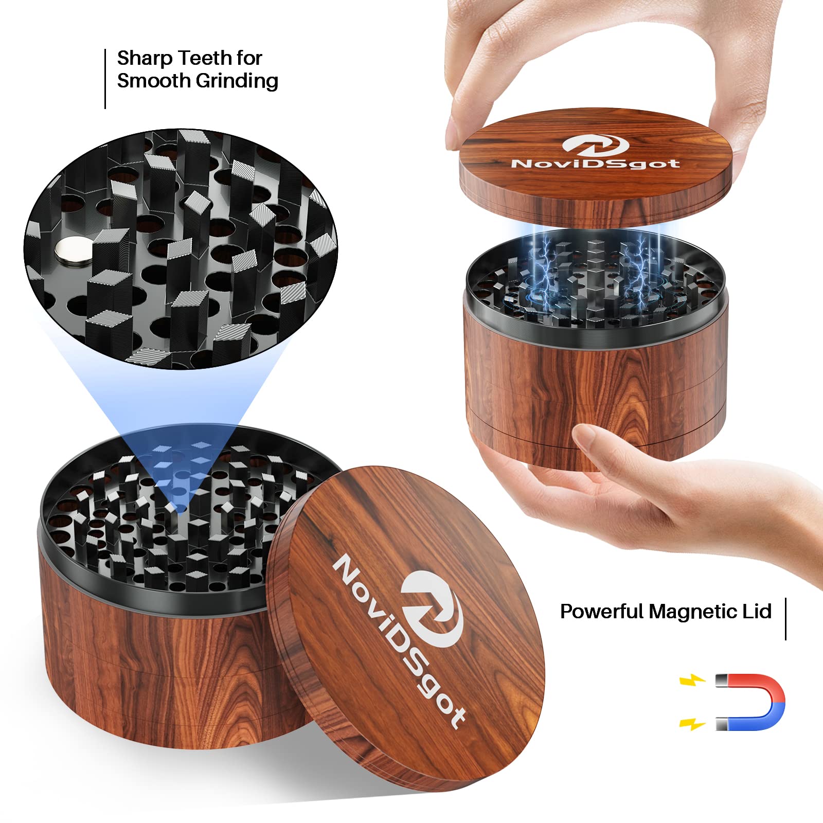 Spice Grinder 3.0 Inch, Large 3'' Grinder, Wooden Brown