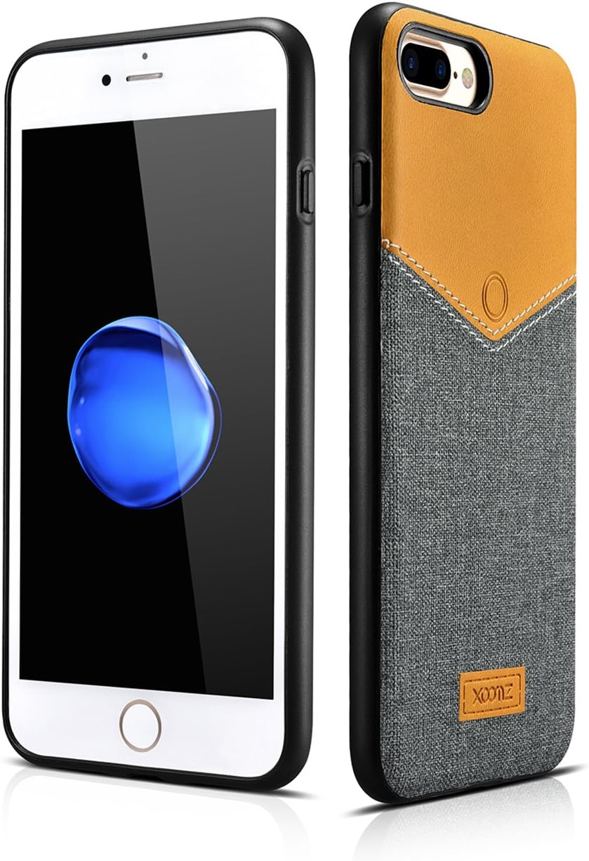 Officepro iPhone 7Plus /8Plus Case Splicing Shining PU Leather Back Cover for iPhone Phone 7/8Plus(Gray)