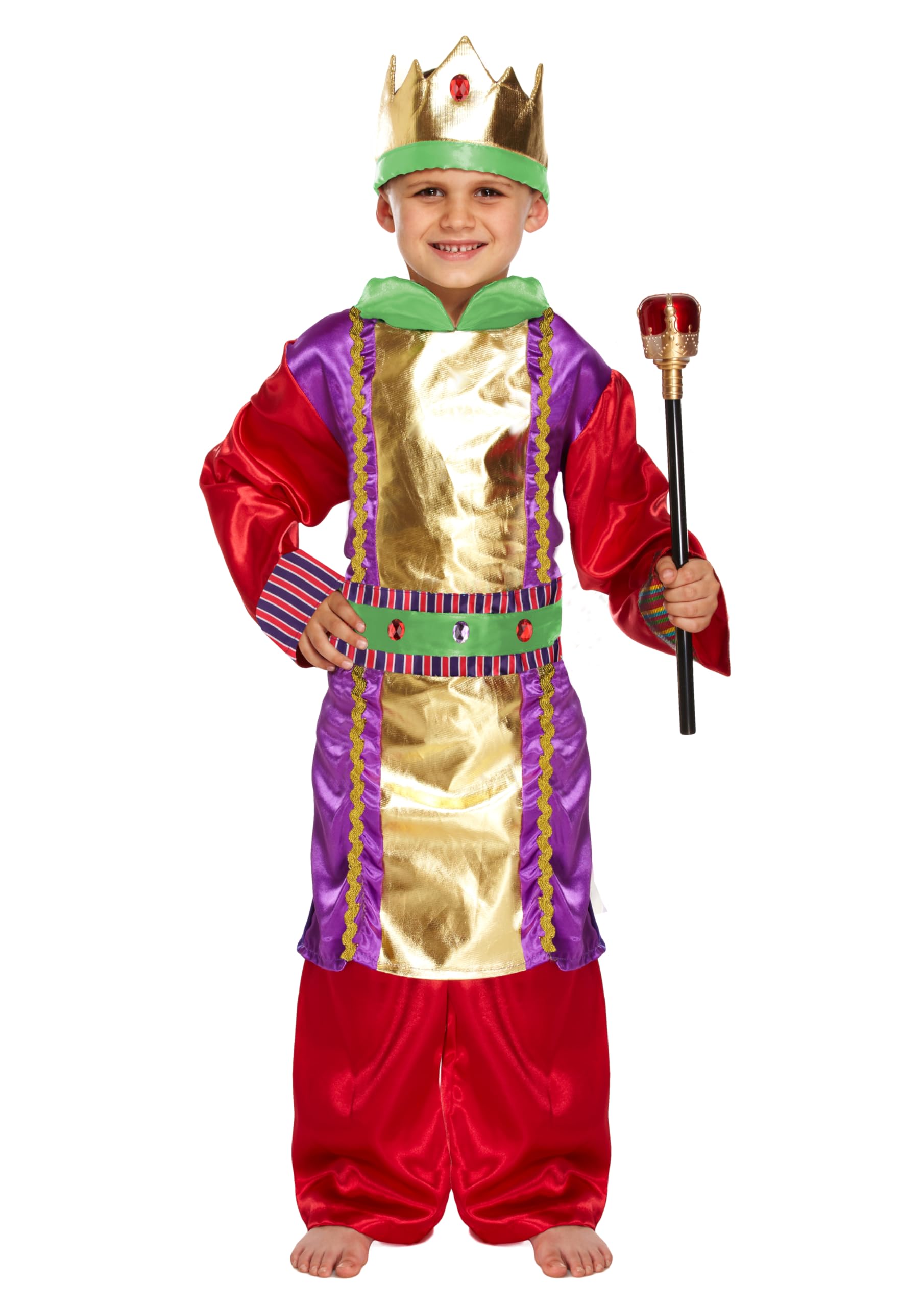 HENBRANDT Children’s Christmas King Costume Three Kings Wise Man Xmas Fancy Dress Outfit Nativity Play Pantomime Size Medium Ages 7-9 Christmas Fancy Dress for Boys