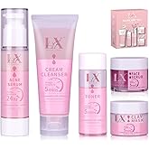LXSKN Daily Acne Essentials Kit - 5 Step Facial Skincare Set with Cleanser, Face Scrub, Clay Mask,Toner & Acne Serum, Complete Acne Skin Care Kit, Wash Away Impurities To Reveal Glowing Skin