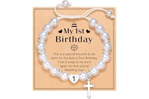 Eryuor 1-3 year old Birthday Gifts for Girl, Adjustable White Pearl Bracelet for Daughter Niece Granddaughter Girls