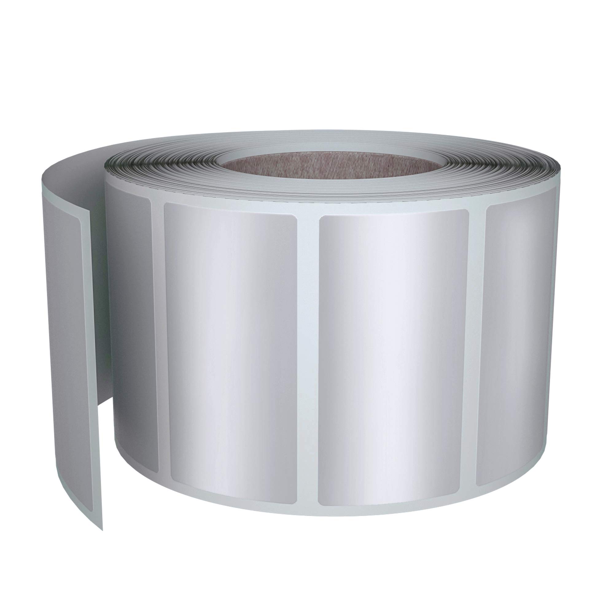 Metallic Silver Foil Stickers Rectangle Labels Tags Sticker Seals and Gift Favors 40mm x 19mm (4cm x 2cm) - 500 Pack by Royal Green