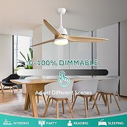 CACI Mall 56 inch Wood Ceiling Fan Indoor with
