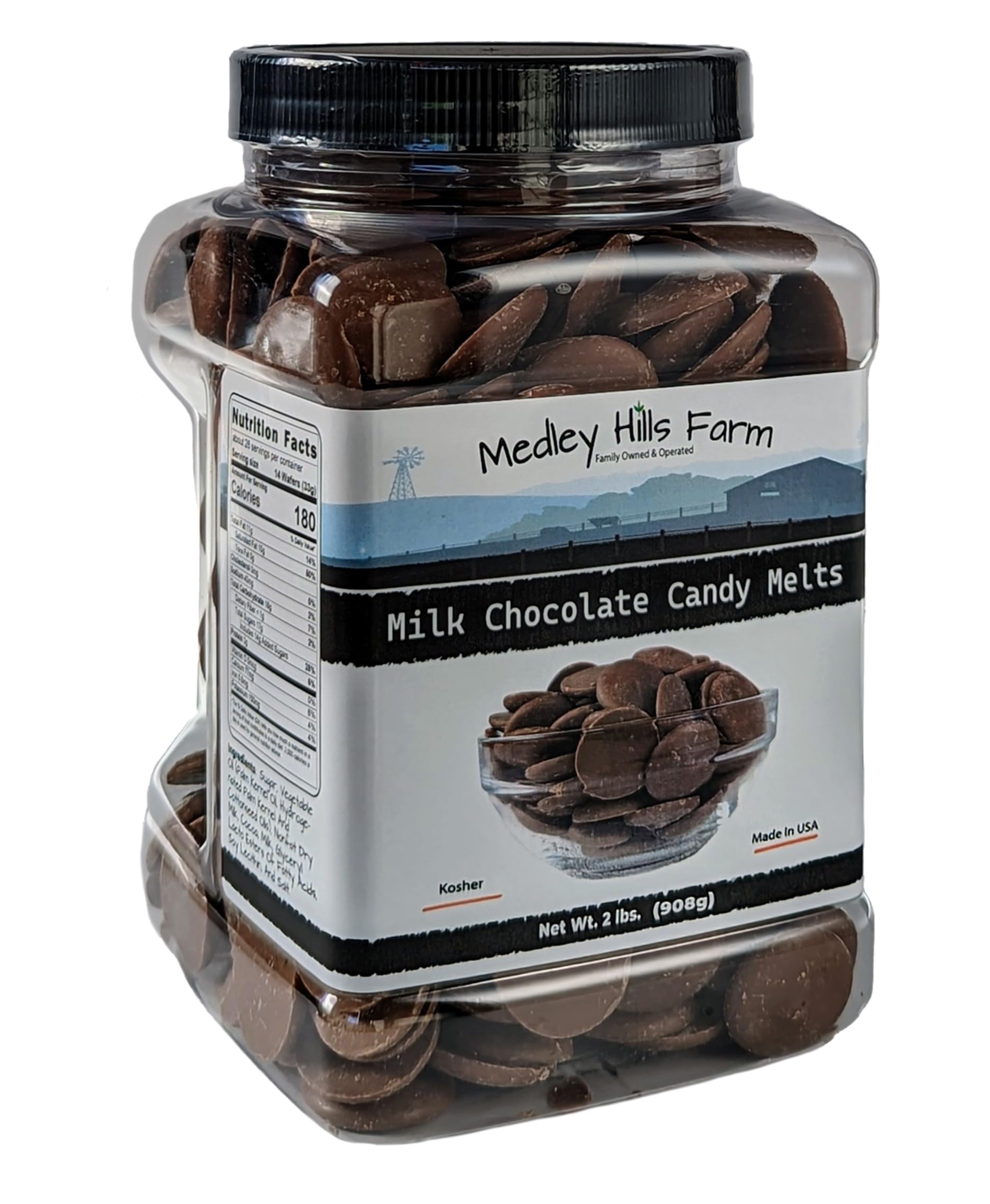 Milk Chocolate Candy Melts by Medley hills farm 2 lbs. in Reusable Container - Melting chocolate candy melts for all your making needs! Made In USA