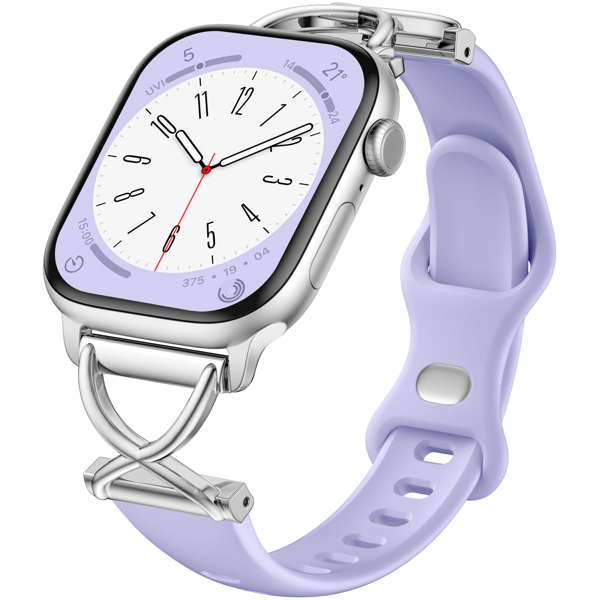 Slim Thin Sport Band Compatible with Apple Watch Bands for Women 44mm 42mm 45mm 46mm 49mm 41mm 40mm 38mm, Narrow Silicone Wristband for iWatch Series 11 10 9 8 7 6 5 4 3 SE Ultra 2 1, Light Purple