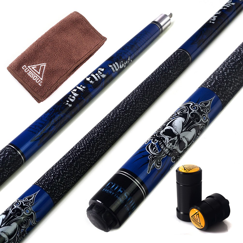 CUESOUL ROCKIN Series 58 Inches 21oz Professional Pool Cue Stick North American Maple Shaft Pearl Finish Carbon Ferrule Irish Linen Wrap Bag Pool Cue Set Billiards with Soft Case(G405)