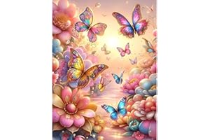 CEUHROG 5D Diamond Painting Kits for Adults, Butterflies Diamond Art Kits for Adults Beginners, DIY Full Drill Crystal Gem Art for Home Wall Decor 12 x 16 Inch