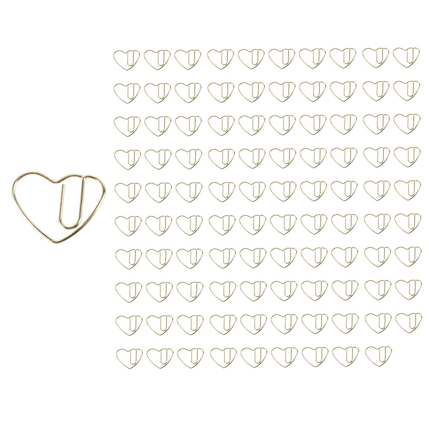 Rfvtgb 100 Pieces Heart Small Paper Bookmark for Office School Home Metal Paper Golden