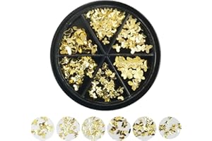 DSHIJIE Gold Butterfly Nail Art Charms Stickers Metal Slice Nail Studs 3D Fingernail Metallic Glitter Sequins Alloy Crystal for Women Girls DIY Nail Art Decoration Salon Home Manicure Supply