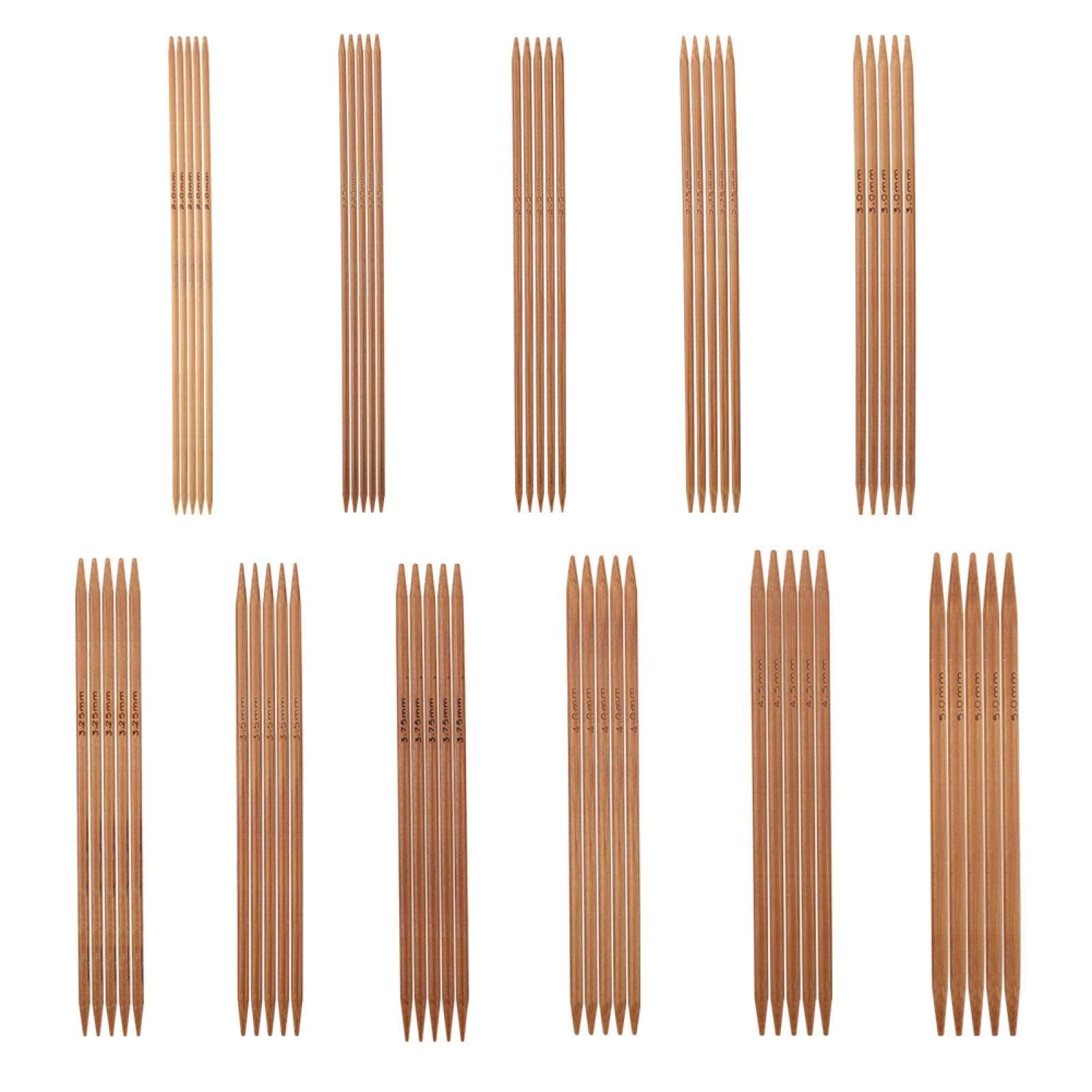 Set of 11 Carbonized Bamboo Double Pointed Knitting Needles Set Beginners