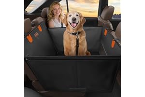 FURTIME Large Dog Car Seat, Upgraded PU Leather Back Seat Extender with Hard Bottom, Waterproof Pet Car Seat Cover for Medium Sized Dog, Pet Hammock for Cars, SUVs, Trucks