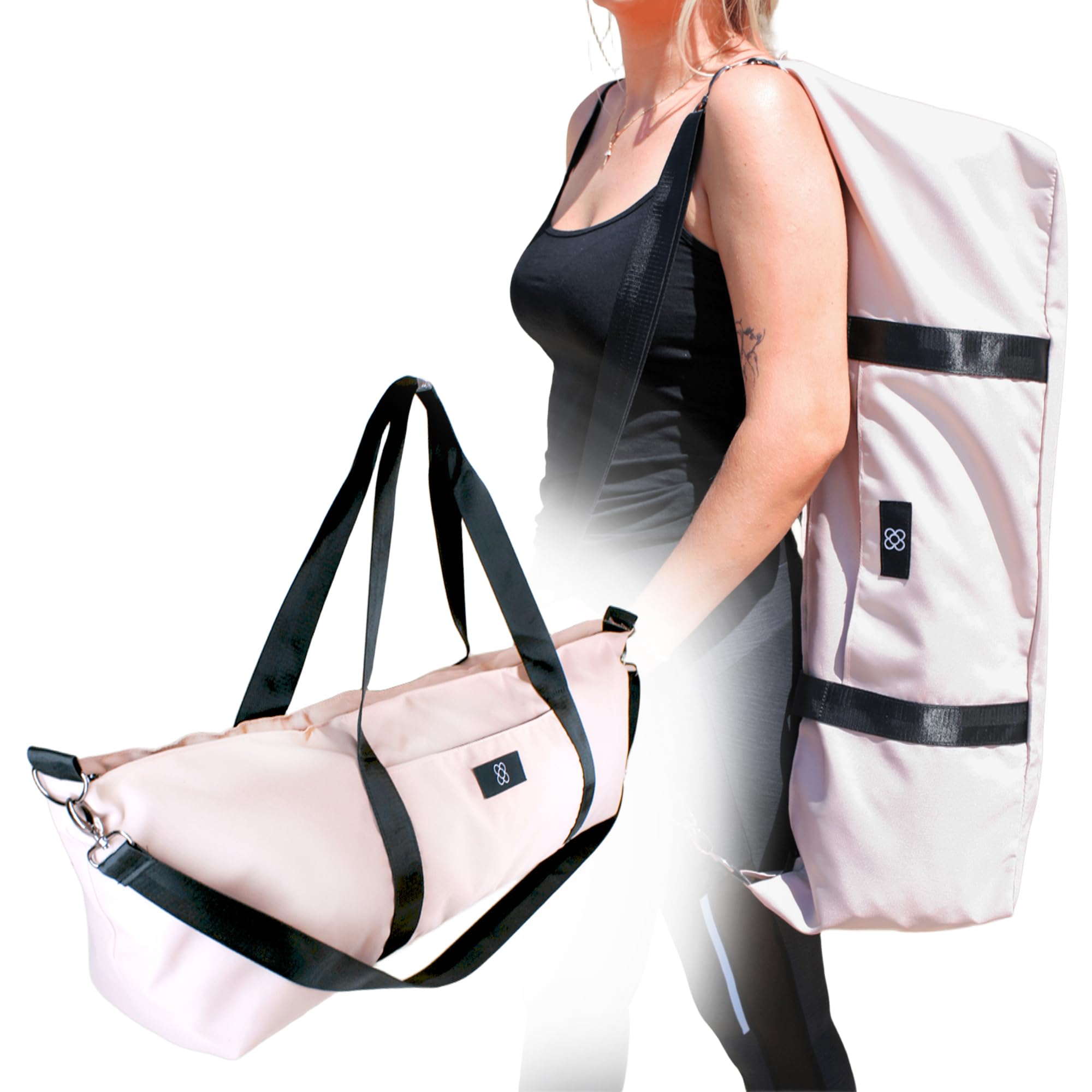 DOJA Barcelona Yoga Mat Bag XXL Extra Large - Pink - Durable Design Yoga Mat Carrier and Yoga Gym Bag Spacious Integrated Pockets Handles and Shoulder Strap Pilates Bag for Comfortable Transport