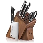 Cangshan ELBERT Series German Steel Forged Cleaver Knife Block Sets, Acacia (7-Piece, Black)