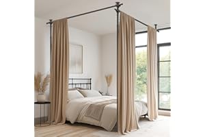 Gonnrly Room Divider Tension Rod No Drilling, Adjustable 72-200" W x 43-120" H Room Divider Curtain Rod, Black