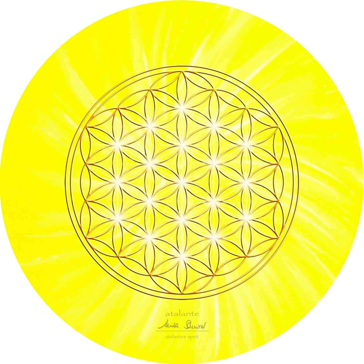 Flower of Life Mouse | Round 19 cm Diameter – Yellow – Solar Plexus