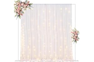 Fomcet 10FT x 10FT Backdrop Stand Heavy Duty with Base, White Portable Adjustable Pipe and Drape Backdrop Stand Kit, Square Metal Arch Party Frame for Wedding Birthday Parties Banquet Decorations