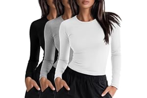Neer 3 Pack Womens Underscrub Shirts Long Sleeve Crewneck Tops Fitted Layering Clothes Comfort Knit Tops for Nurse