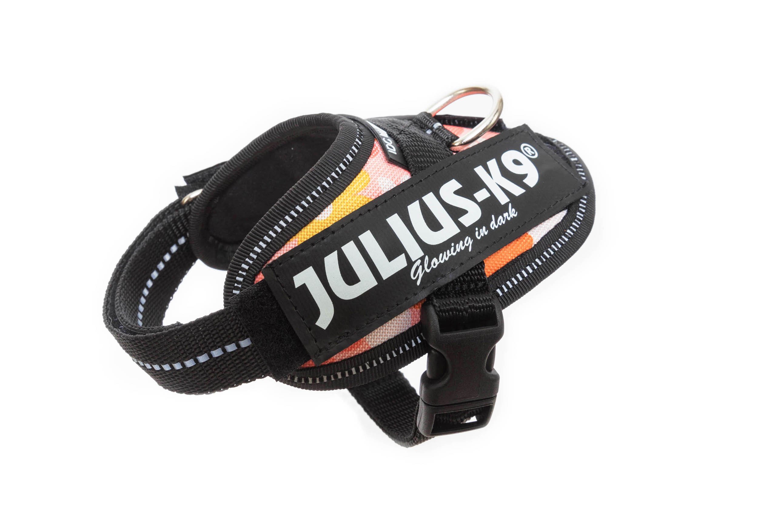 Julius-K9, 16IDC-PNF-B1, IDC Powerharness, dog harness, Size: Baby 1, Pink with flowers