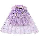 ODASDO Baby Girls Halloween Witch Costume Toddlers Kids Long Sleeve Velvet Dress with Tulle Cloak 2pcs Set