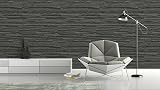 Exclusive Vintage Brick Stone Grey Textured Vinyl Wallpaper (New Stone Black view 2