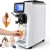VEVOR Commercial Ice Cream Machine 10.6 QT/H Soft Serve Ice Cream Maker | For Restaurant Snack Bar, Touch Screen, Auto Clean &amp; Pre-Cooling, 1000W Single Flavor 4L Hopper &amp; 1.6L Cylinder Countertop