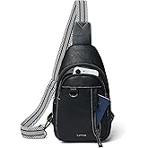 LATMAP 7L Sling Bag for Women Men Leather Small Sling Backpack Daypack Anti Theft Fanny Pack Crossbody Purse Travel