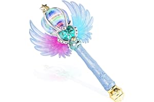 EnchantZone Light Up Snowflake Wand with Spinning LEDs and Sound Magic Princess Toys for Kids Girls Birthday Cosplay Party Favors, Blue