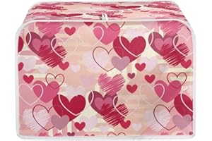 JEOCODY Toaster Cover Hearts Print Valentines Day Decor 2 Slice Toaster Cover Bread Toaster Oven Dustproof Cover,Waterproof Kitchen Small Appliance Cover Kitchen Broiler Appliance Organizer Bag