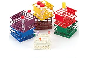 Globe Scientific 456845Y Nylon Half Size Wireless Tube Rack, 30mm Diameter, 9-Place, Yellow