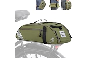 YEEGO DIRECT Bike Rack Bag, 14L Expandable Capacity Bike Bags for Bicycles Rear Rack,Water-resistant Bike Trunk Panniers Reflective Design, Crossbody Shoulder Bag for Commuting Outings(Green)