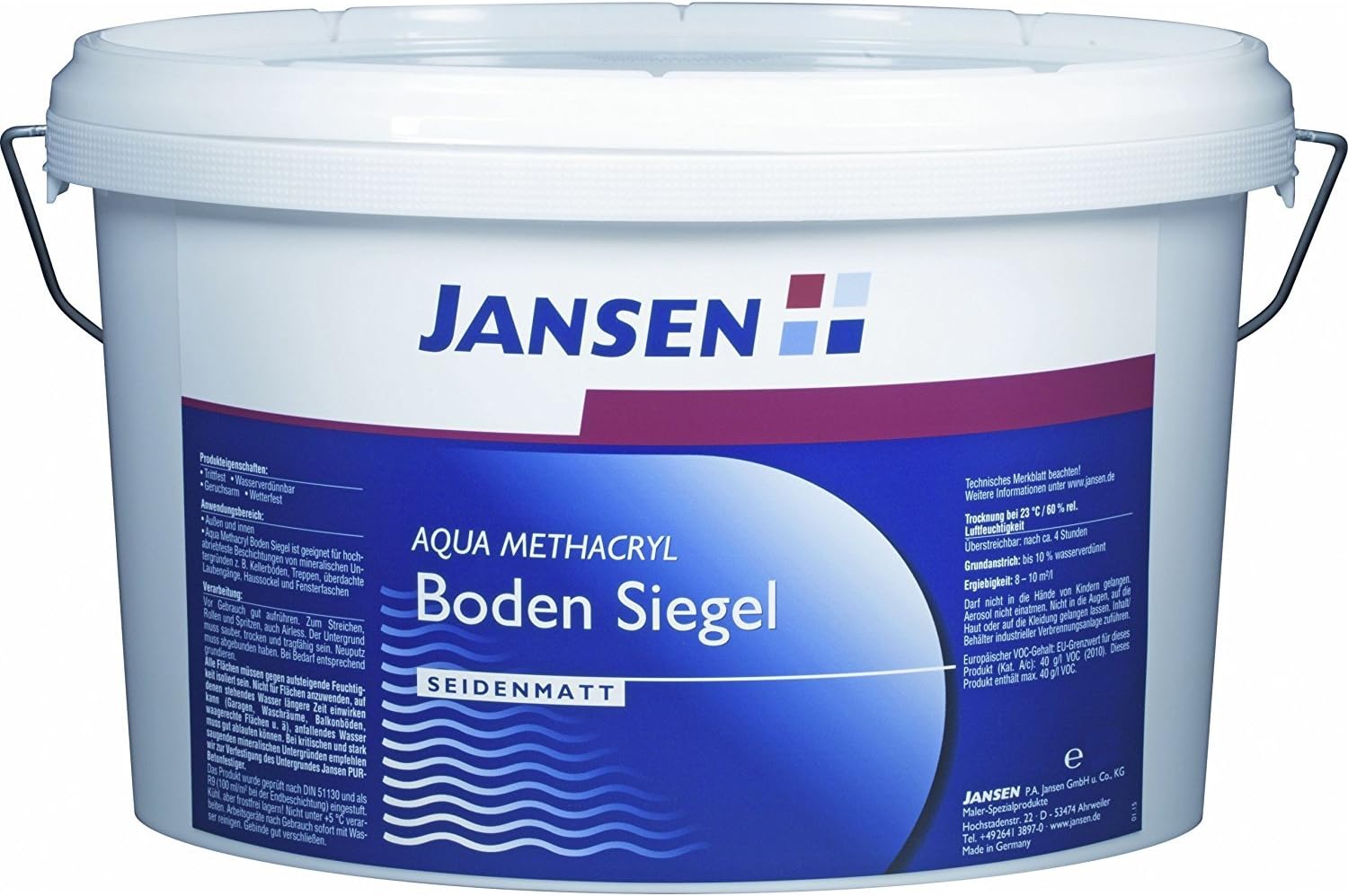 Jansen Aqua Methacrylic Floor Sealer Gloss 5 L Assorted Colours