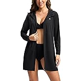 Women's UPF 50+ Swim Cover Up Sun Protection Hoodie Long Jacket SPF Lightweight Beach Cover Ups for Women
