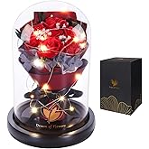 Valentines Day Gifts for Her-Beauty and The Beast Rose,Lasts Forever Red Roses,Light Up Rose in Glass Dome,Gifts for Women,Birthday Gifts for Mom,Wife,Grandma,Anniversary,Mothers,Thanksgiving