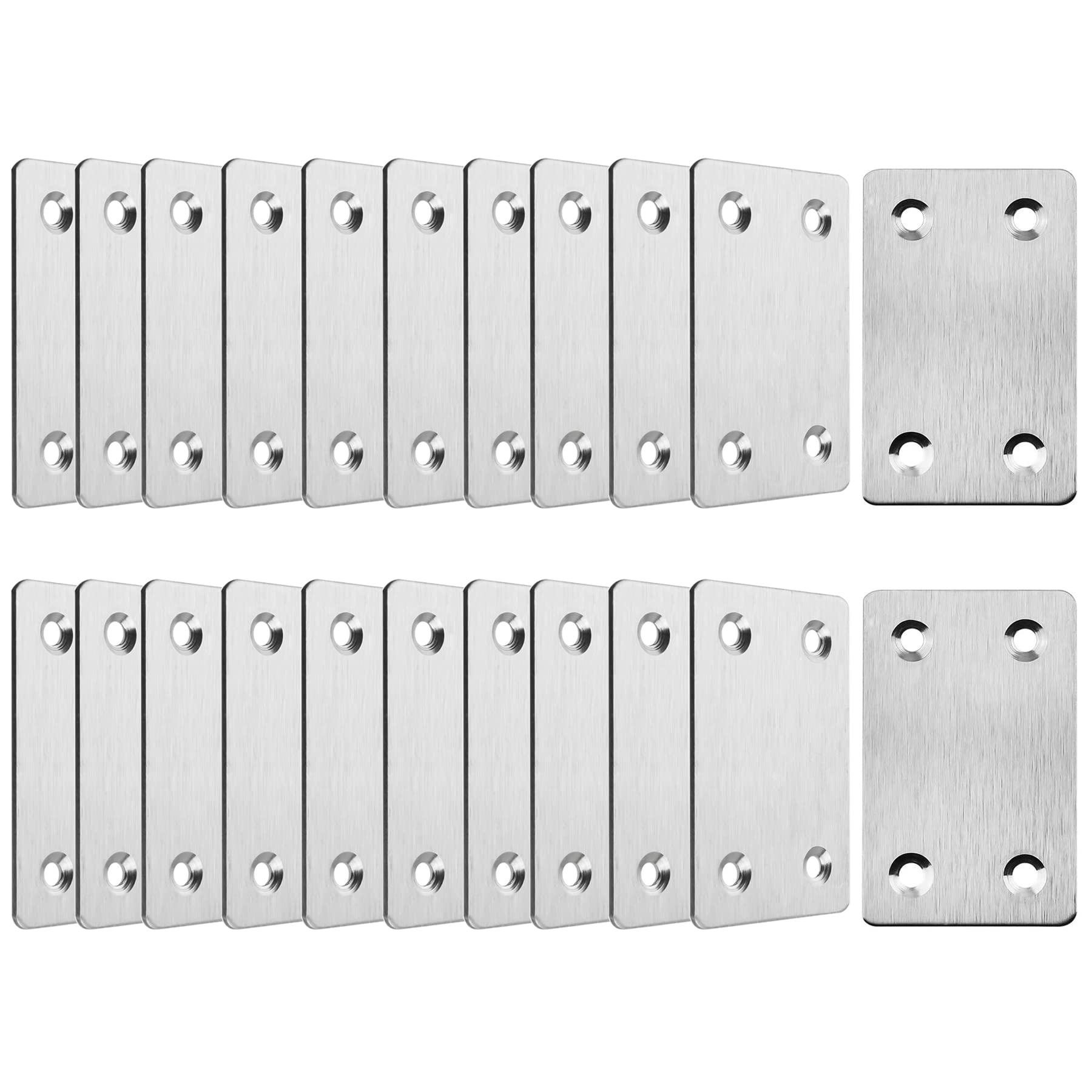 RedBee 20Pcs Mending Plates, 47mm x 38mm x 2mm Flat Straight Brackets for Wood, Black Metal Brace for Shelves Furniture Cupboards