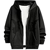 SOLY HUX Men's Graphic Zip Up Hoodies Streetwear Jacket Letter Print Long Sleeve Sweatshirt with Pocket