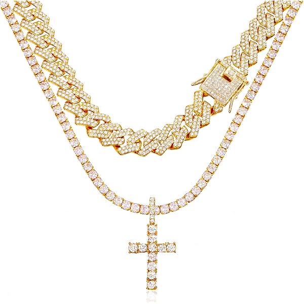 Iced Hip Hop CZ Cross Pendant w/ 3mm 16