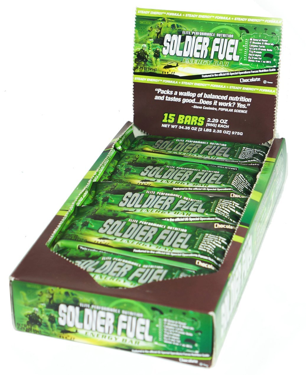 Soldier Fuel Energy Bars, Real Chocolate, 2.29 Ounce (Pack of 15