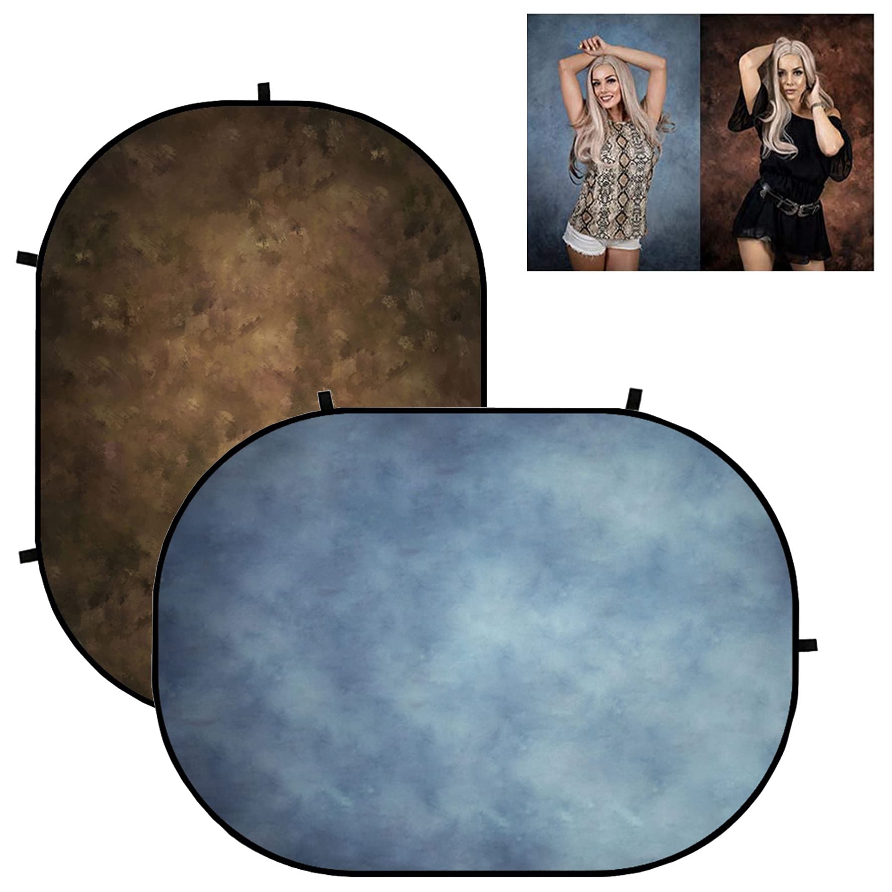 Kate Falthintergrund Faltbarer Hintergrund Tragbare Hintergründe Pop up Hintergründe Foto Hintergrund 1,5x2m,Braun/Blau