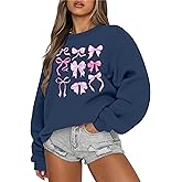 KIDDAD Oversized Bow Sweatshirt for Women Y2K Coquette Long Sleeve Sweater Cute Clean Girl Aesthetic Fall Pullover Tops